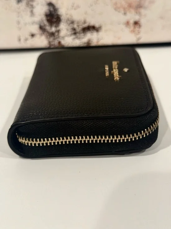 Kate Spade Zip Around Black Pebbled Leather Zip-Around Wallet Never Used - Picture 4 of 7